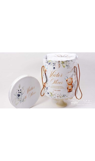 Trusou botez cu ursuleti si motive florale eucalipt Teddy Bear Nude 10